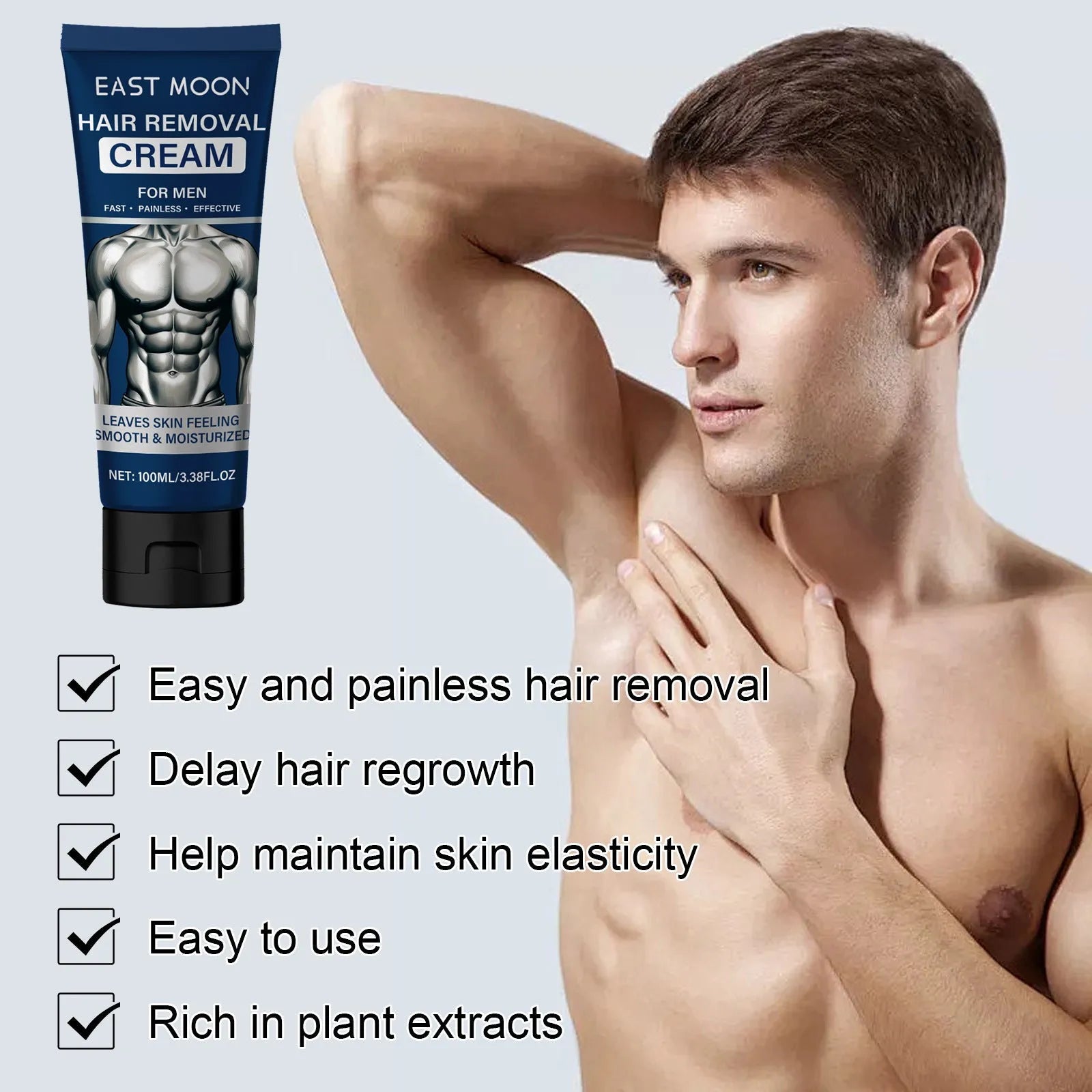 100ml tube of men's hair removal cream for beard, armpit, hand and leg hair