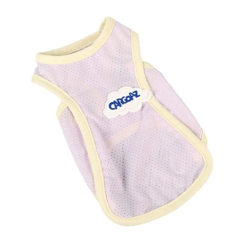 Grass green anti-lint cat summer vest in polyester sports style