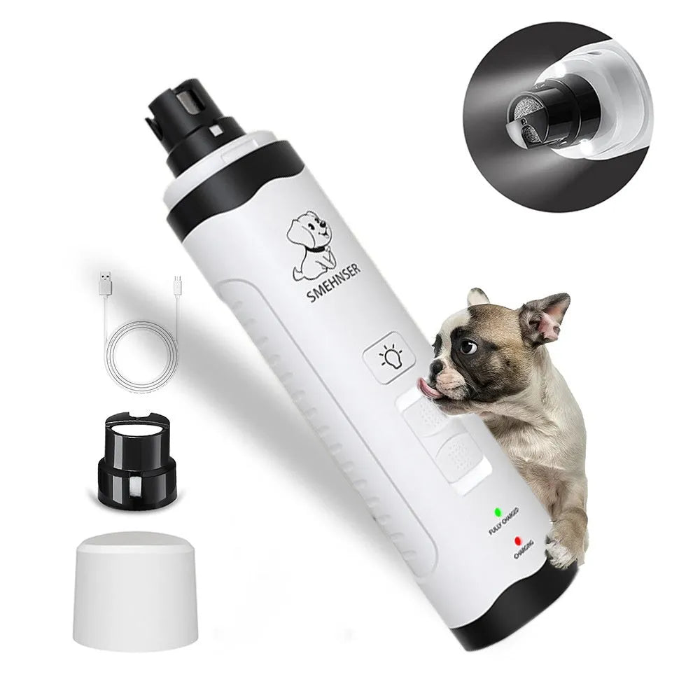 Electric dog nail trimmer with LED digital display and dust collection port