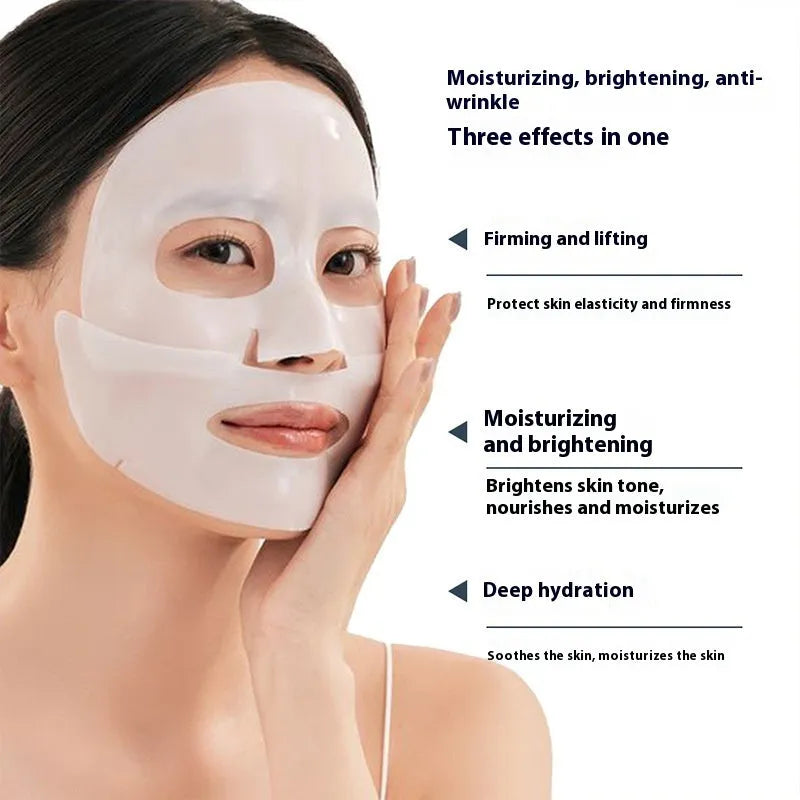 Single piece 28ml collagen anti-wrinkle moisturising facial mask for universal skin types.