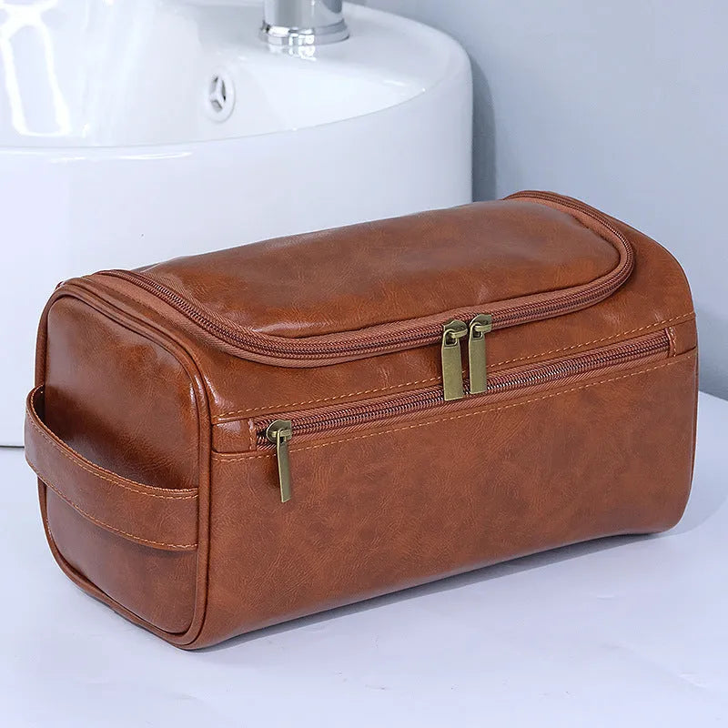 Waterproof cosmetic storage bag in European American retro style with large capacity interior