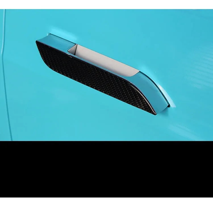 Carbon fibre door handle protection patches for Tesla Model S with self-adhesive backing