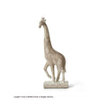 30.5cm tall synthetic resin giraffe ornament in wood colour standing on a shelf