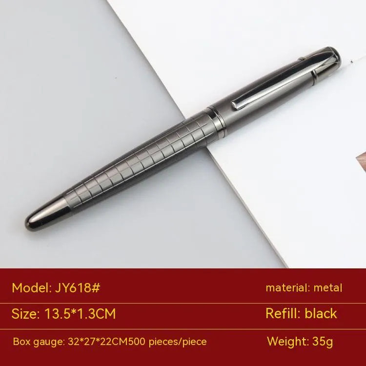 Gun grey metal rollerball pen measuring 13.5cm long for office signatures