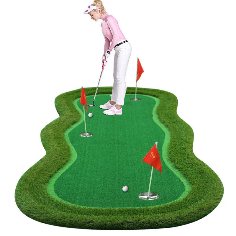 Indoor golf putting practice mat 1.5 by 3 metres green artificial lawn