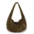 Women's soft plush tote handbag in retro styling with strapless underarm design
