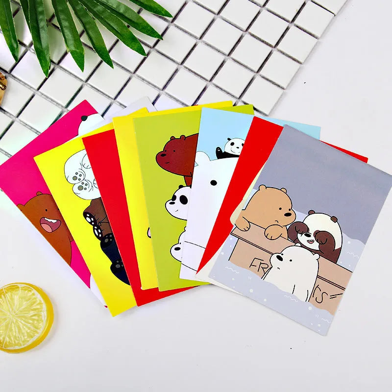 Set of nine retro-style minimalist cartoon postcards depicting the Eiffel Tower and Paris landmarks.