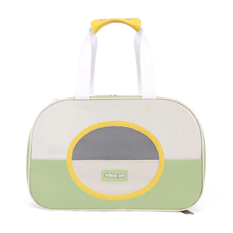 Outdoor portable foldable cat backpack pet carrier in Oxford cloth with contrast colour pattern
