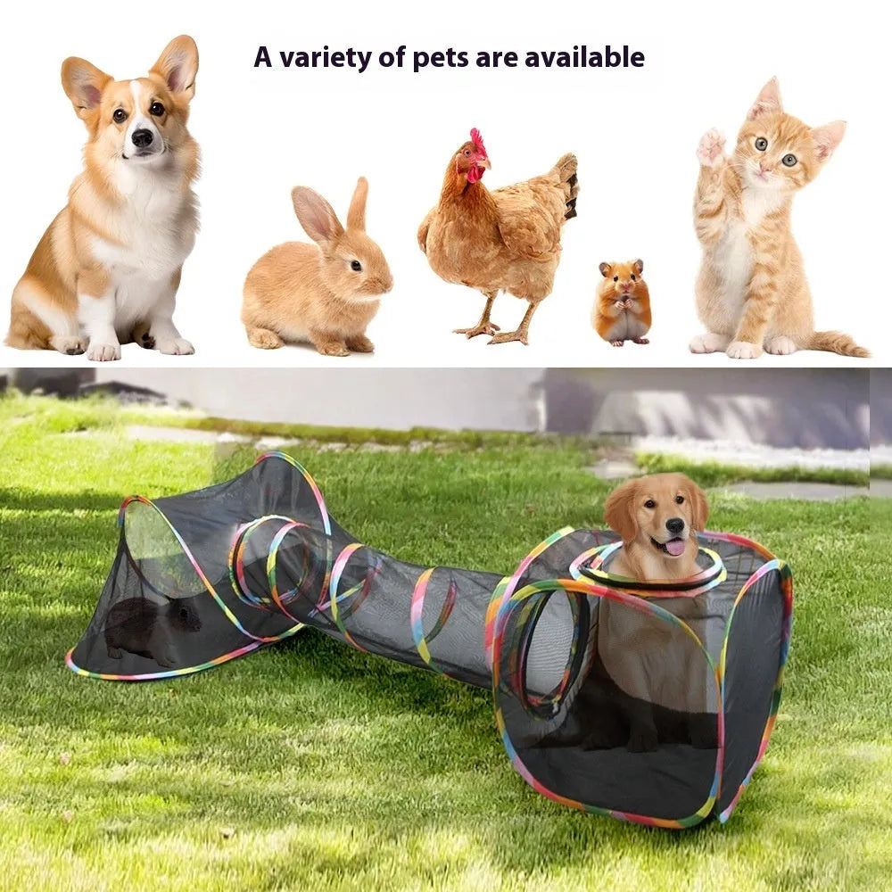 Foldable mesh cat roll cage showing square, hexagonal, tent, tee, and long straight shape options