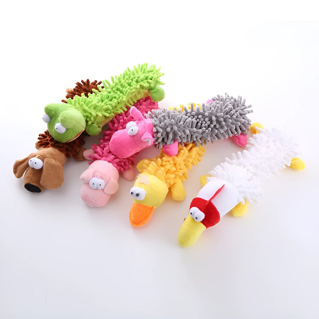 Plush microfiber horse molar dog toy in six animal colour variations