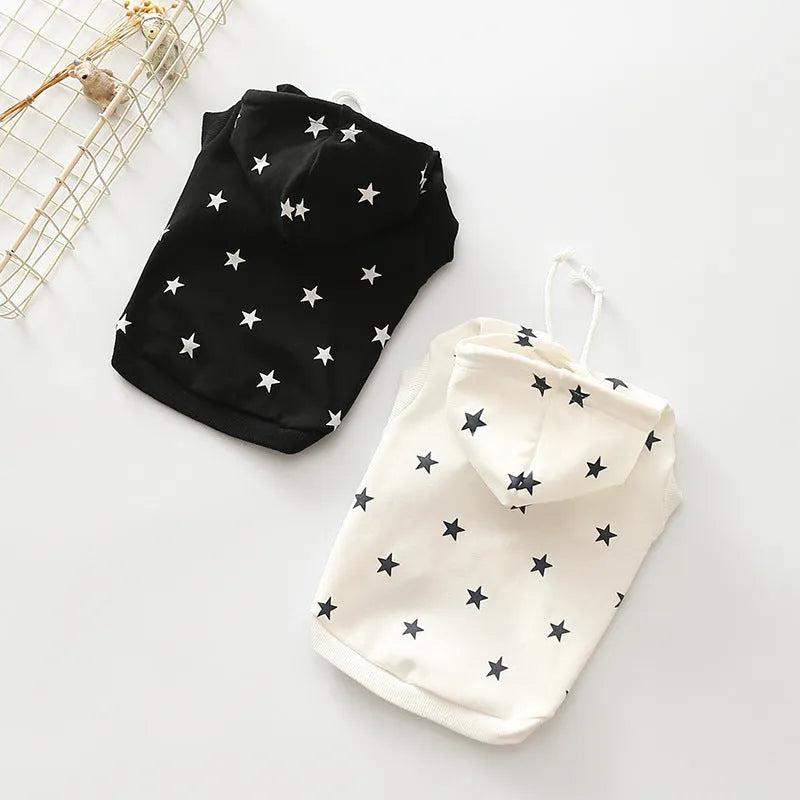 Black cotton printed pet sweater for dogs and cats, casual style