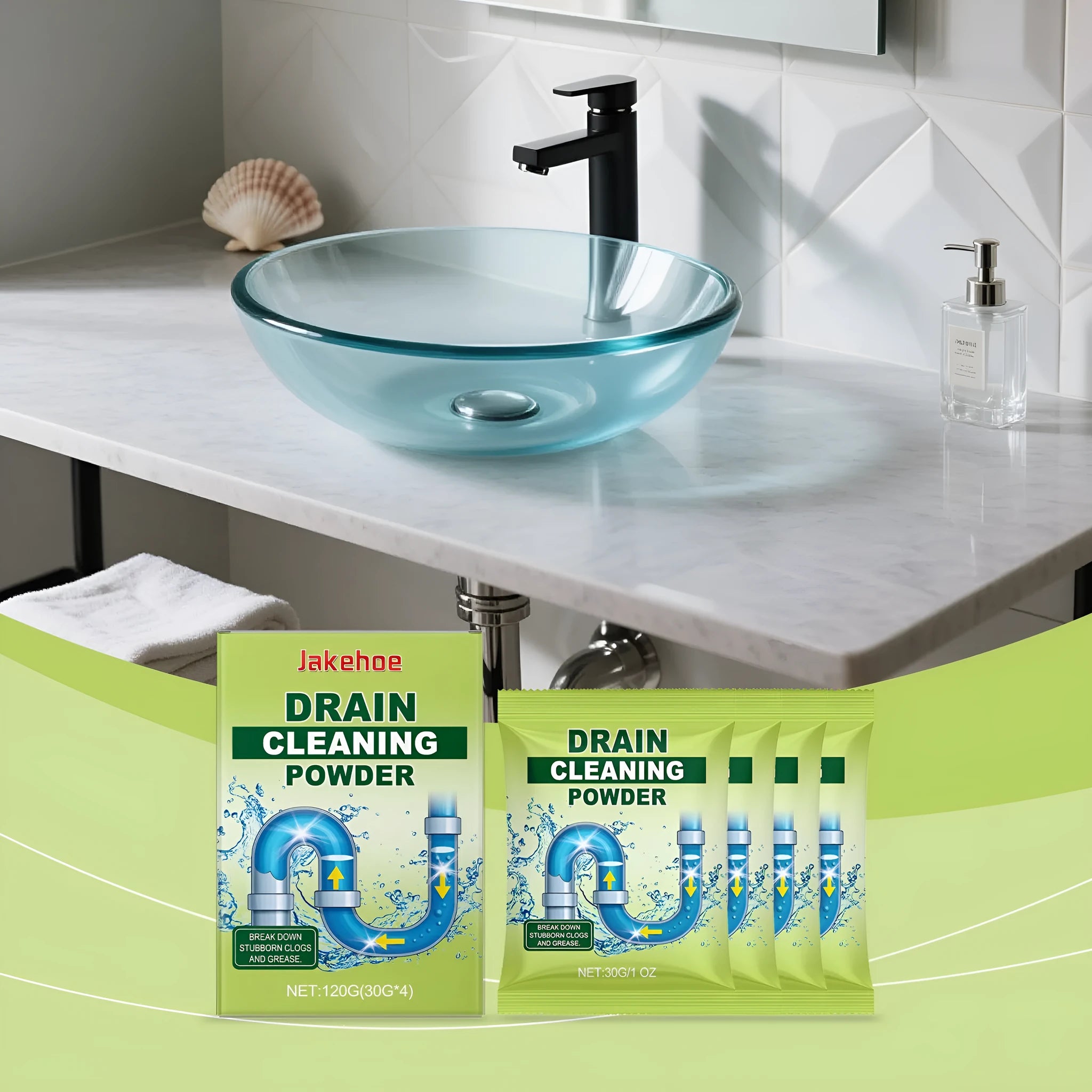 120g drain cleaning powder container for unblocking sinks and toilets