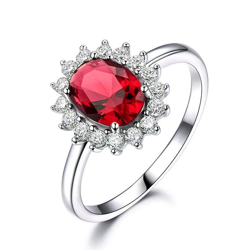 Women's blue moissanite flower ring in copper with zirconium stones on hand