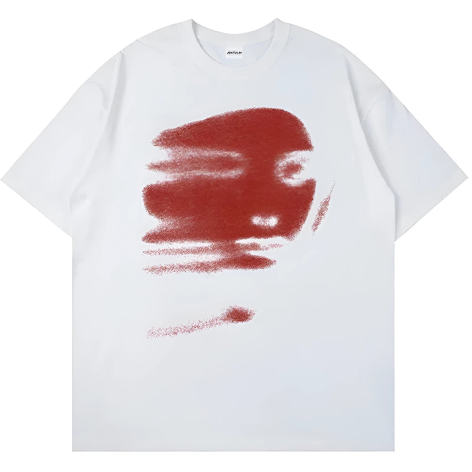 White loose-fit cotton short-sleeve T-shirt with round neck on mannequin