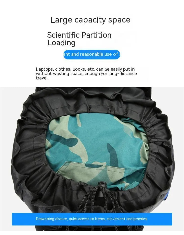 Outdoor hiking backpack for men in solid colour water repellent nylon
