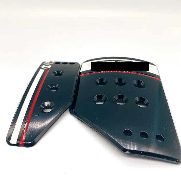 Aluminium alloy manual transmission car pedal set showing accelerator, brake, and clutch pedals