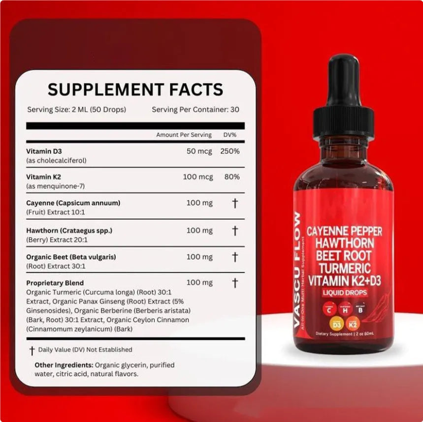 60ml Vitamin D3 K2 Hawthorn Fruit liquid supplement bottle with dropper