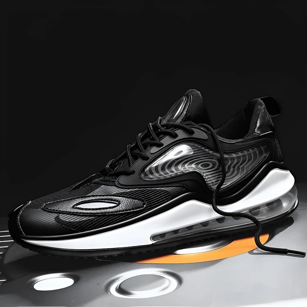 Men's summer air cushion casual shoes in Space Black and Space White colours with rubber sole