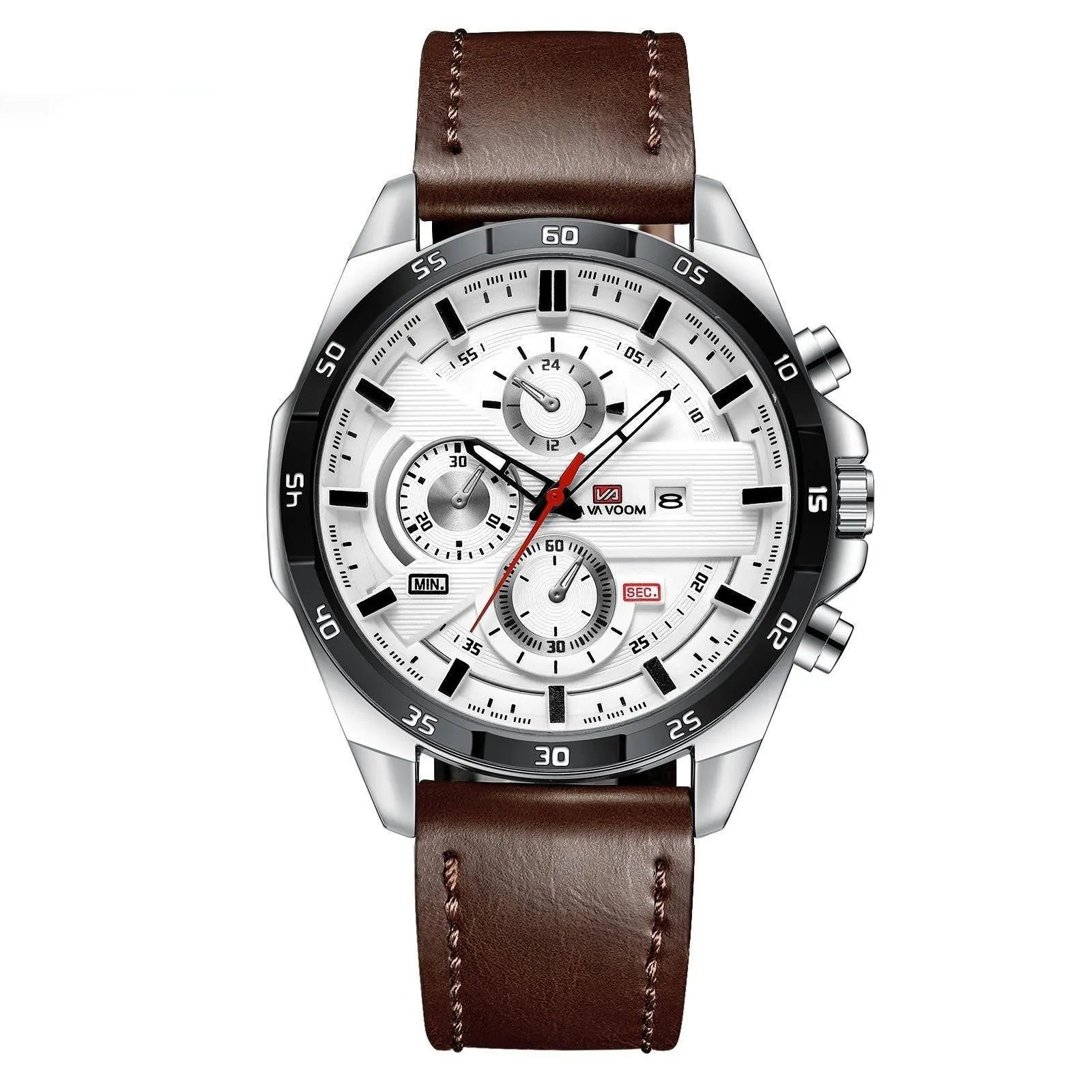Men's waterproof quartz watch with calendar function in multiple colour options