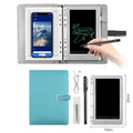 85-inch electronic writing pad with stitching detail, shown in dark blue with a smart pen.