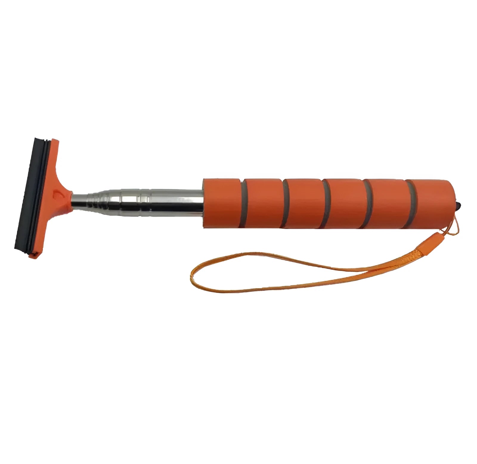 Retractable stainless steel car mirror wiper extended to show 100cm length with rubber cleaning blade.