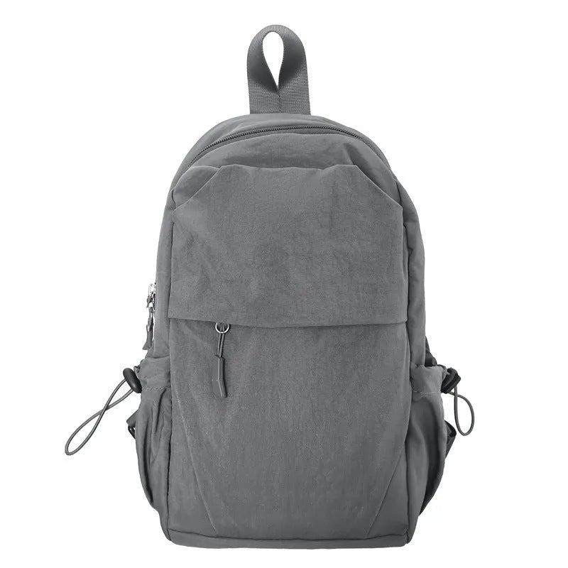 Black multi-functional waterproof nylon backpack with curved shoulder strap, free size, for men and women travel