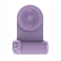 Black magnetic phone holder with ergonomic camera-style grip showing rotatable stand function