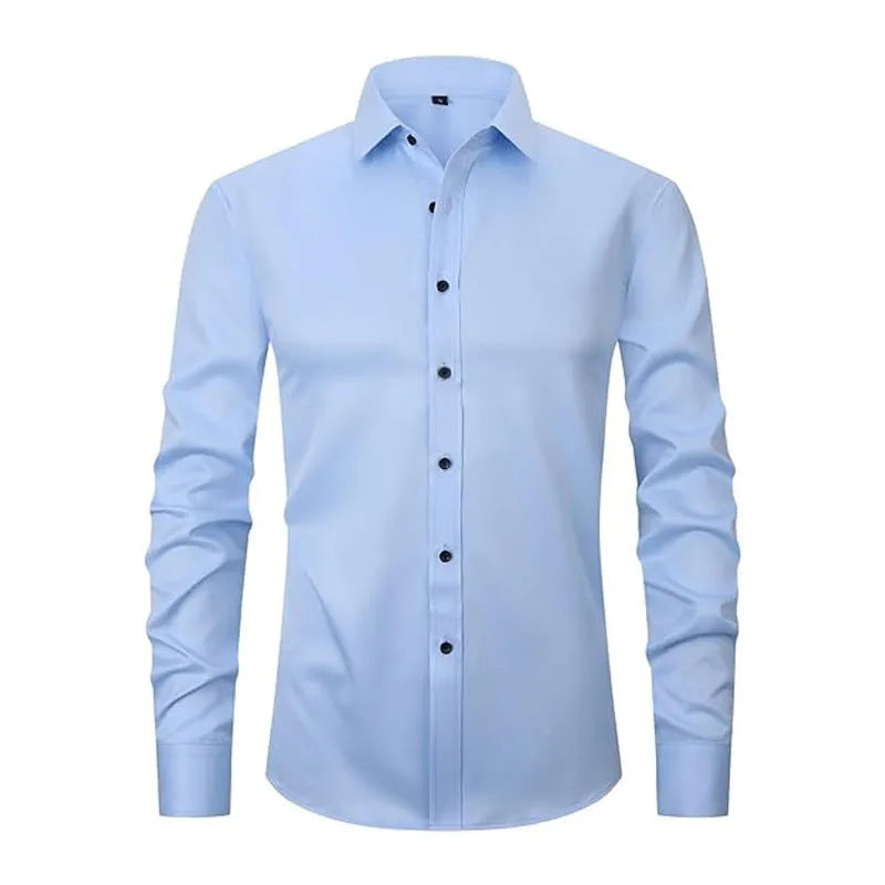 Men's stretch long sleeve work shirt in polyester available in multiple colours with Asian fit sizing