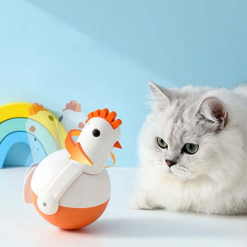Green and orange electric cat toy chicken shape with laser sound and automatic swing function