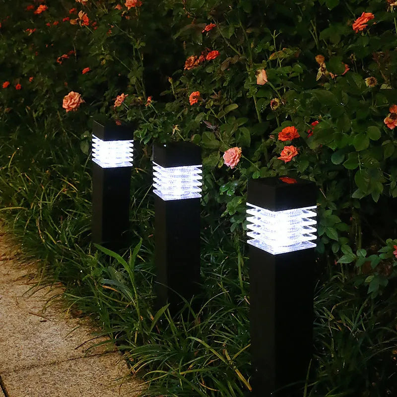 Solar lawn ground lamp with cuboid shape for garden and courtyard lighting