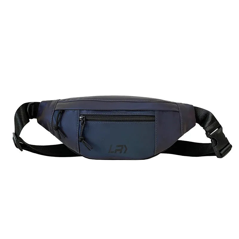 Blue reflective cycling crossbody shoulder bag with open pocket design