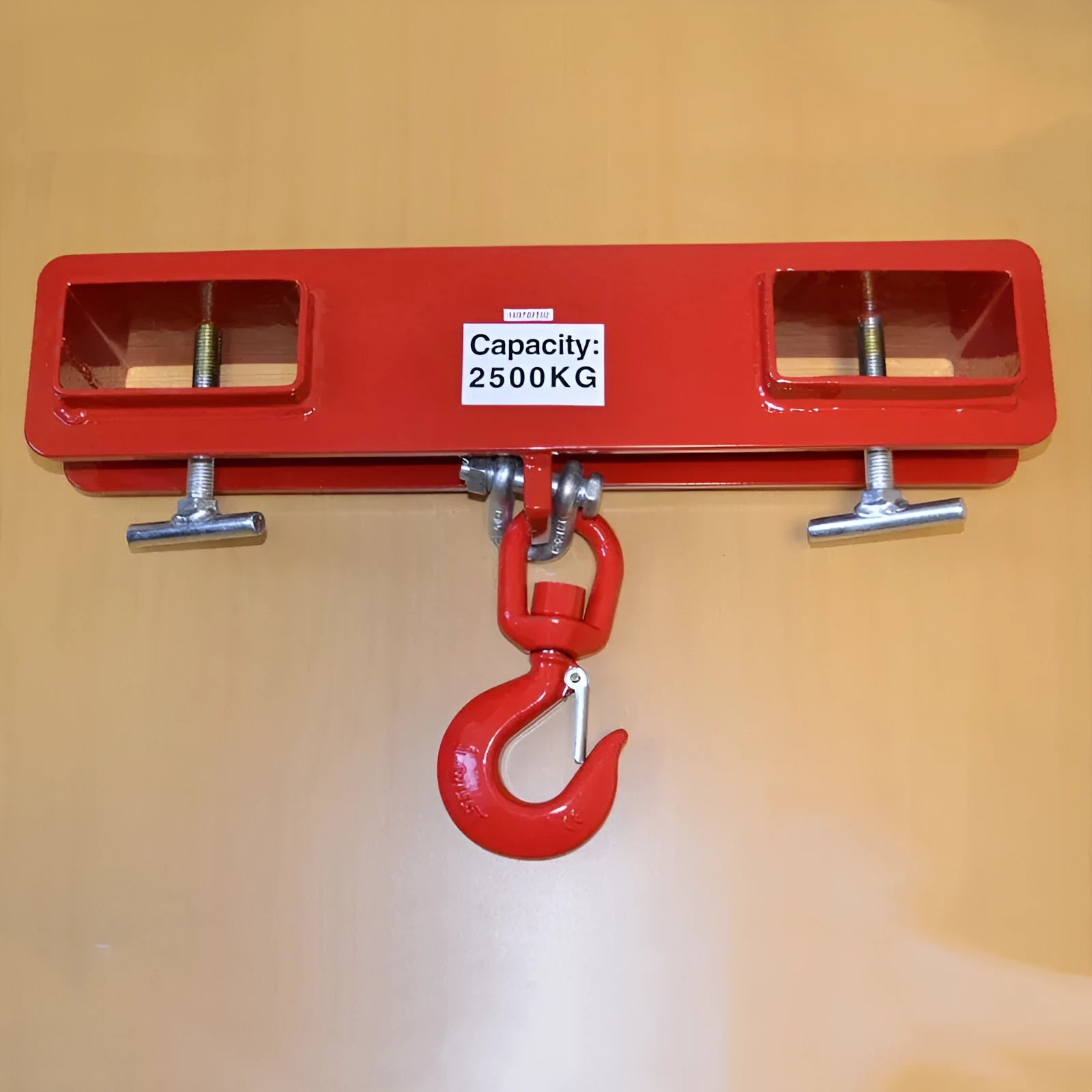 MK forklift crane conversion hook with rotatable drum and safety lock, iron construction.