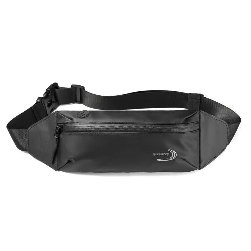 Men's blue waterproof sports waist bag with adjustable strap, 45cm long Oxford polyester construction