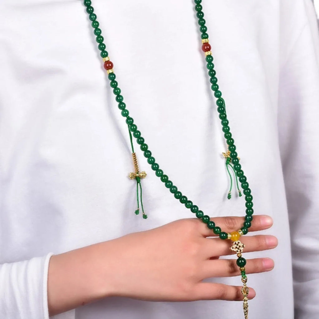 Handcrafted multi-strand bracelet featuring Brazilian natural green agate beads