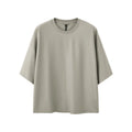 Men's sand grey loose fit short sleeve pullover t-shirt with quick-drying cotton polyester fabric