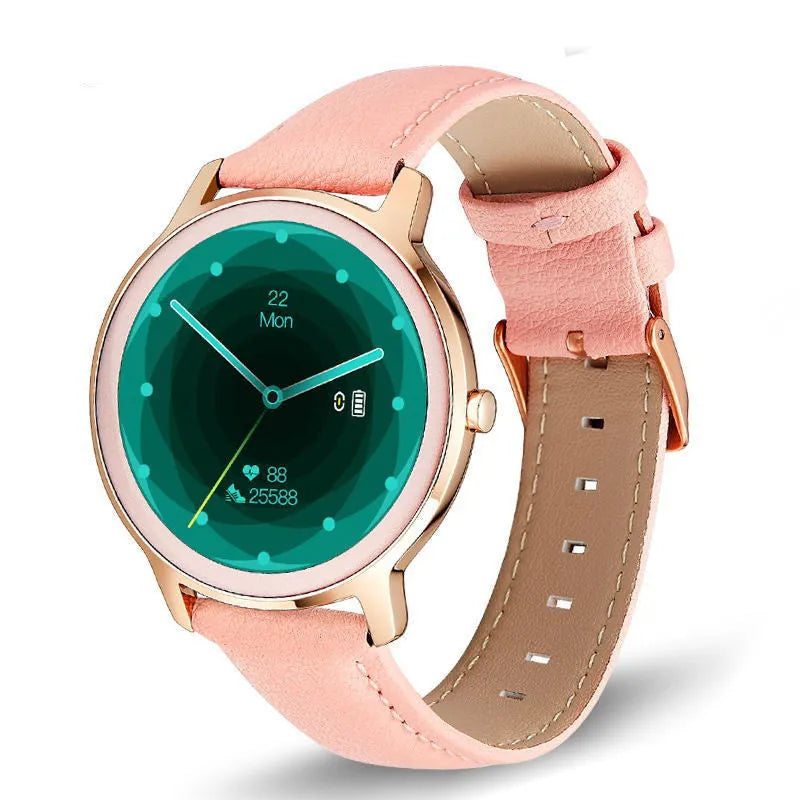 Women's waterproof smart watch with stainless steel mesh bracelet and 1.3 inch touch screen