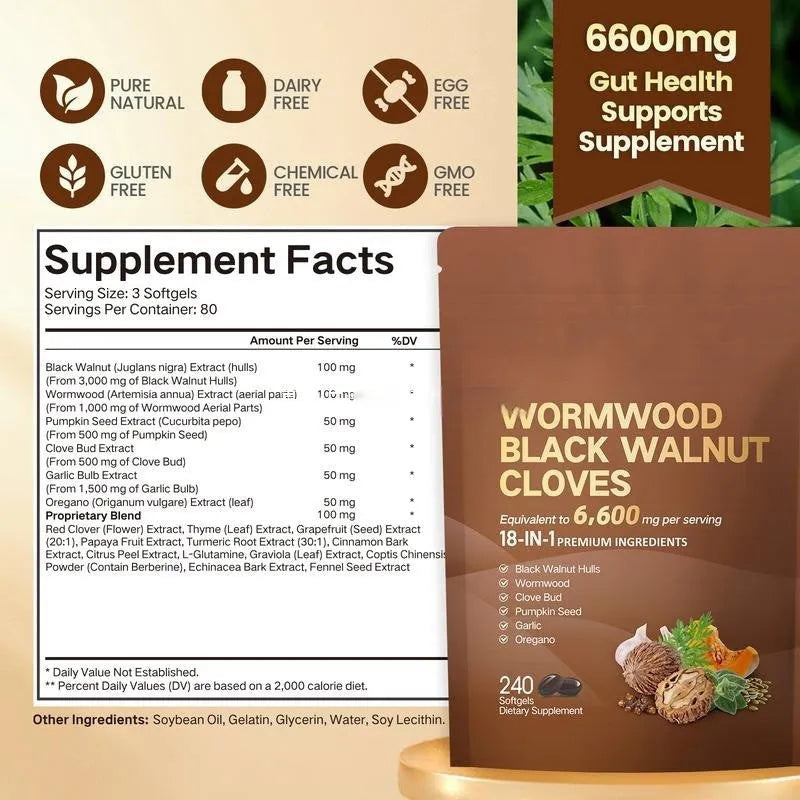 Absinthium Black Walnut soft capsules 240 tablets herbal extraction supplement pack