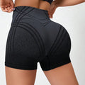 Women's high waisted gradient fitness shorts in black and brown colours for yoga and running