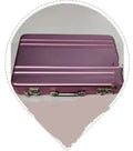 Aluminium alloy business card holder in six colours showing 100x65x16mm dimensions