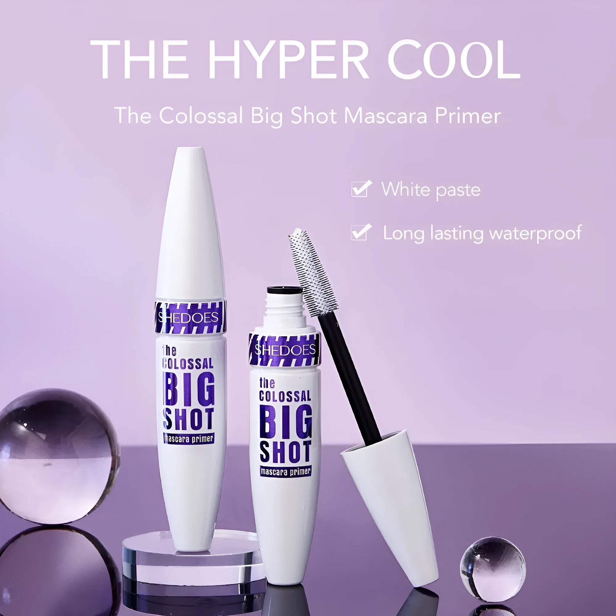 White waterproof mascara with 10ML content for sweat-proof quick-drying application