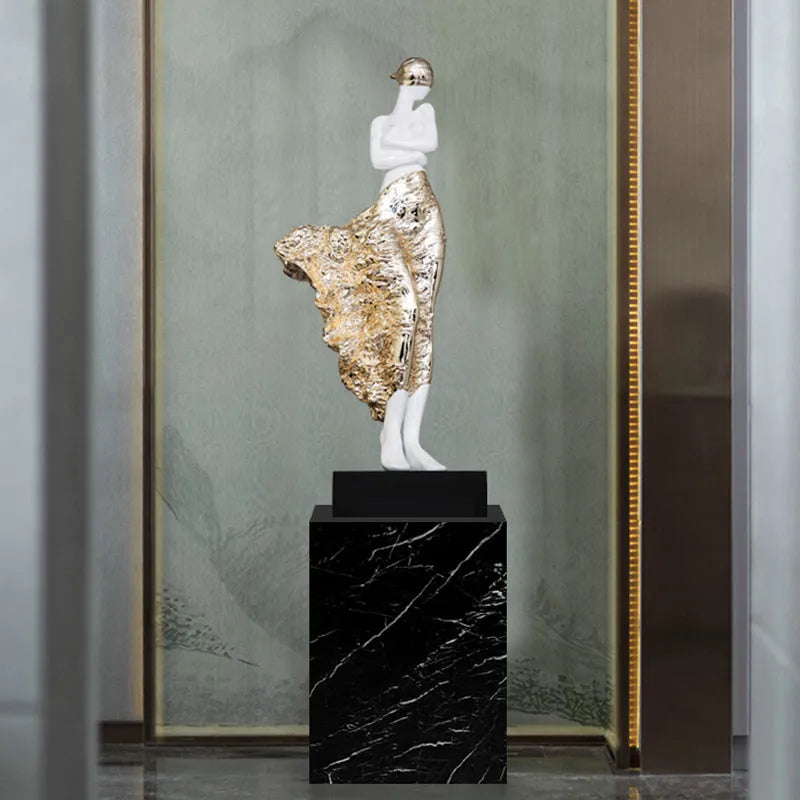 48cm tall beauty character sculpture ornament in rose gold or silver finish
