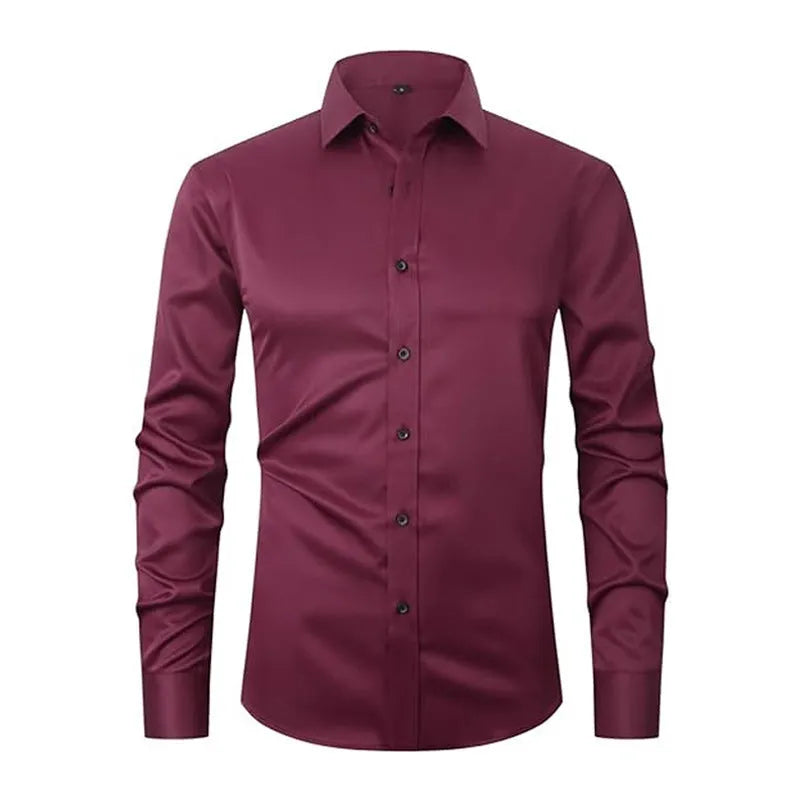 Men's stretch long sleeve work shirt in polyester available in multiple colours with Asian fit sizing