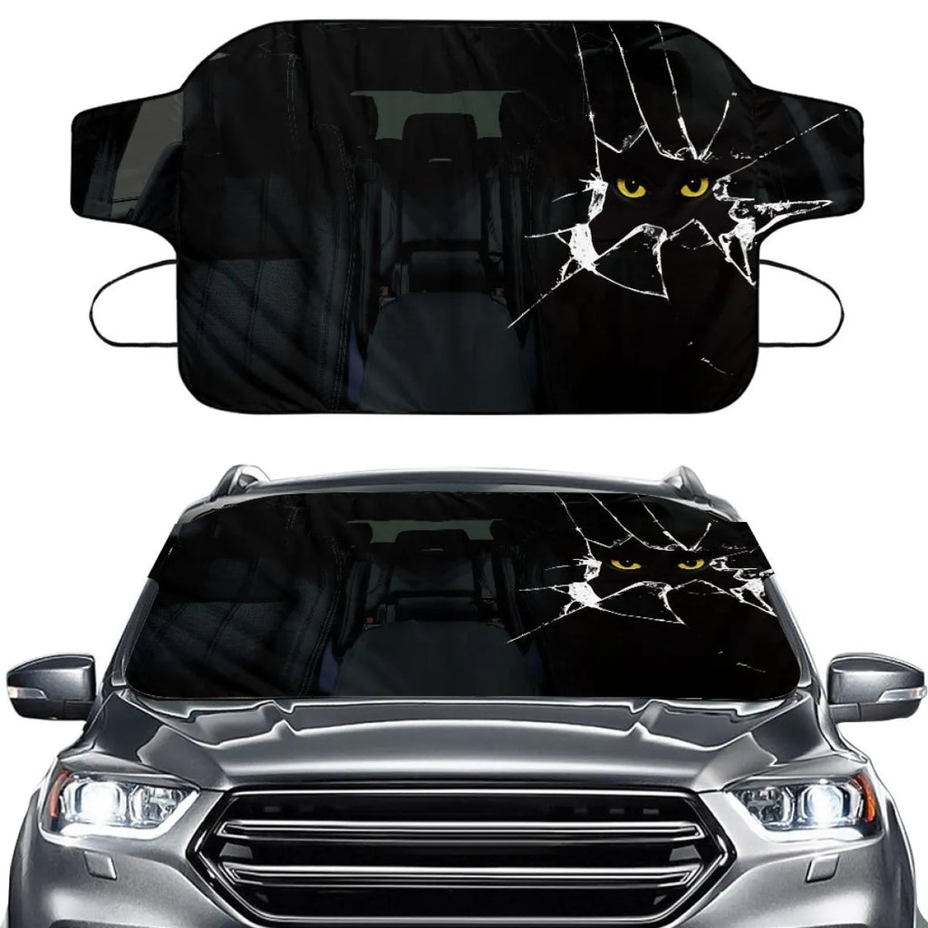Universal car snow protection front gear cover with aluminium foil fabric and lanyard ties