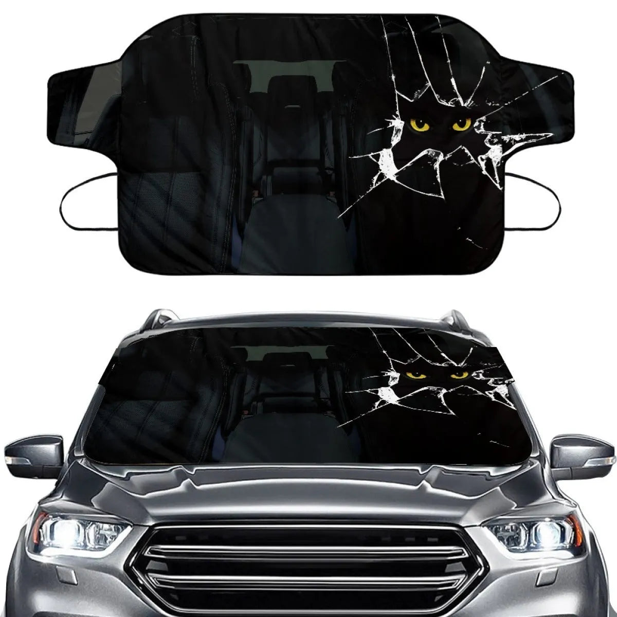 Universal car snow protection front gear cover with aluminium foil fabric and lanyard ties