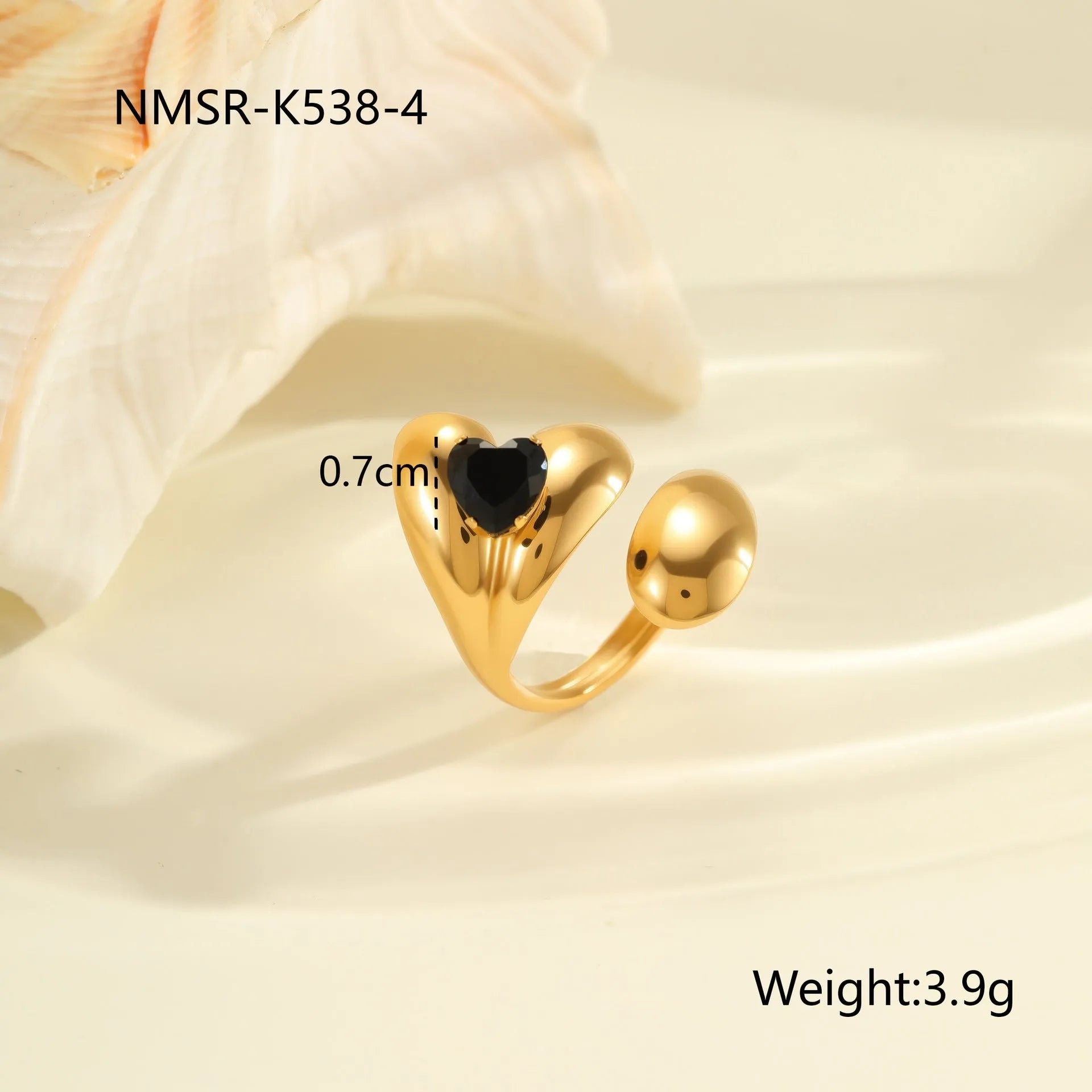 Geometric stainless steel ring for women with zircon detail and open adjustable design.
