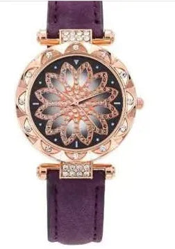 Women's full diamond fashion watch with round dial, mineral glass, and available in nine colours