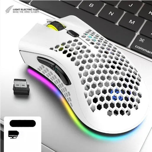 Wireless hollow out gaming mouse with luminous charging in BM600 cyan colour