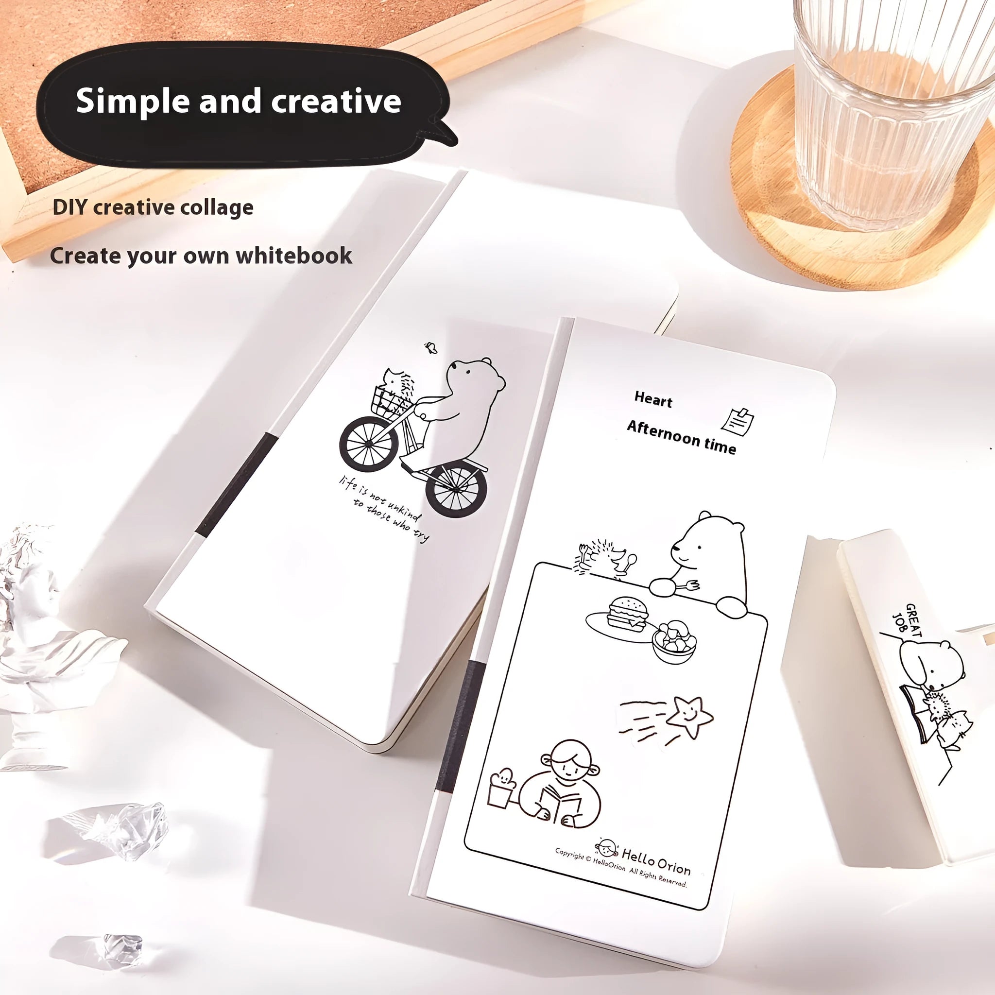 Simple style plaid journal book with paper cover and stickers in packaging