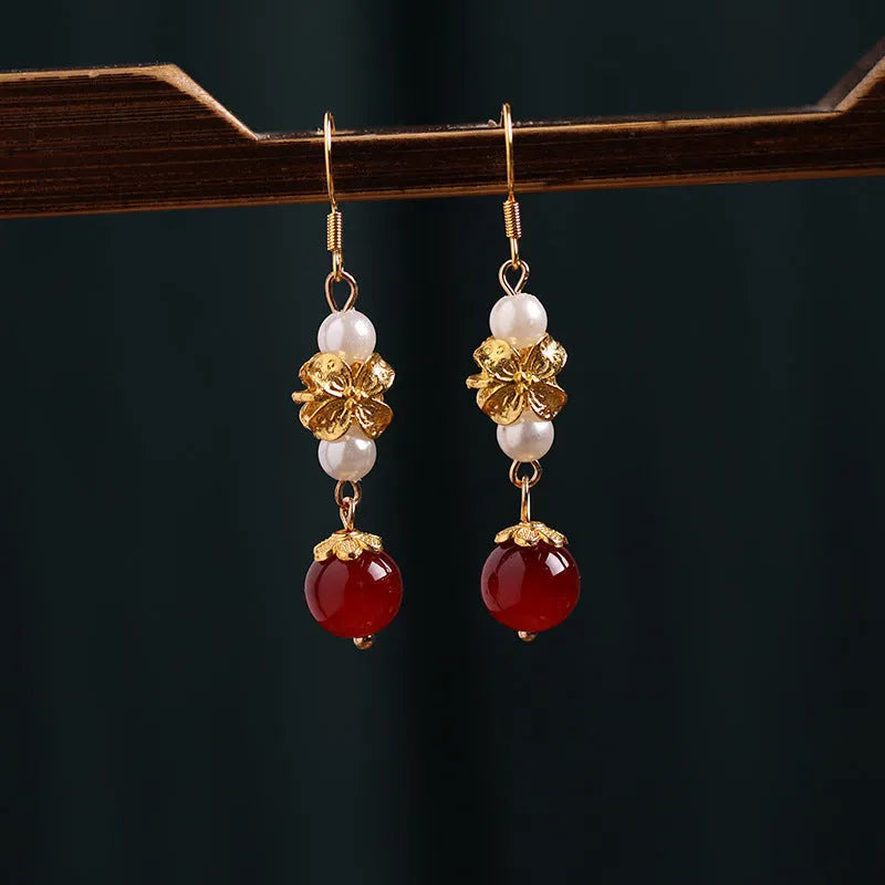 Retro geometric alloy earrings with a vintage court-inspired design in 6# colour.