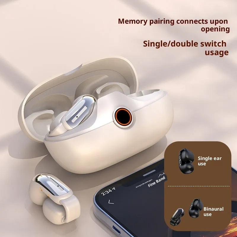 Bone conduction clip on headphones in DX09 Star Black with noise reduction for sports